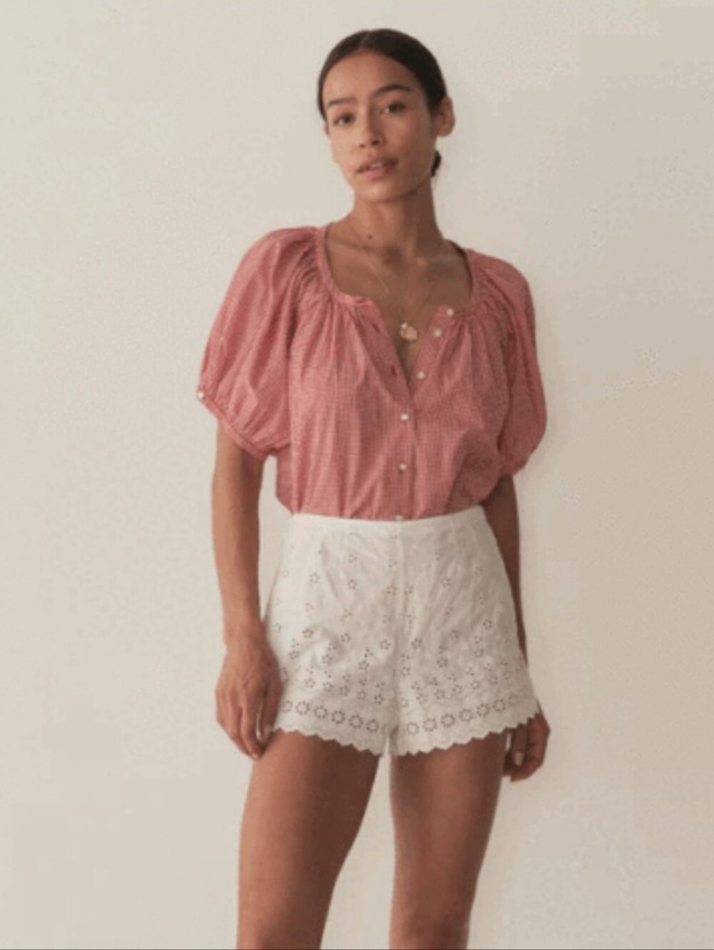 PRICE IS FIRM - Doen June Top Cerise Paris Gingham Medium - Picture 3 of 10
